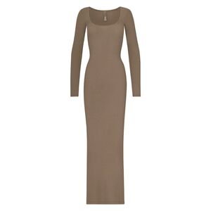 1. NWT SKIMS SOFT LOUNGE LONG SLEEVE DRESS IN OXIDE SIZE SMALL
